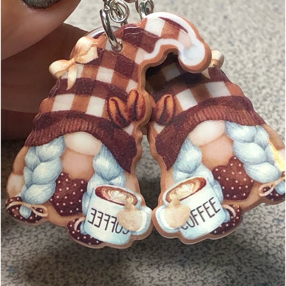 2/20 Time for coffee? Double sided lumber Jack/plaid gnome earrings -adorable! - Picture 4 of 5